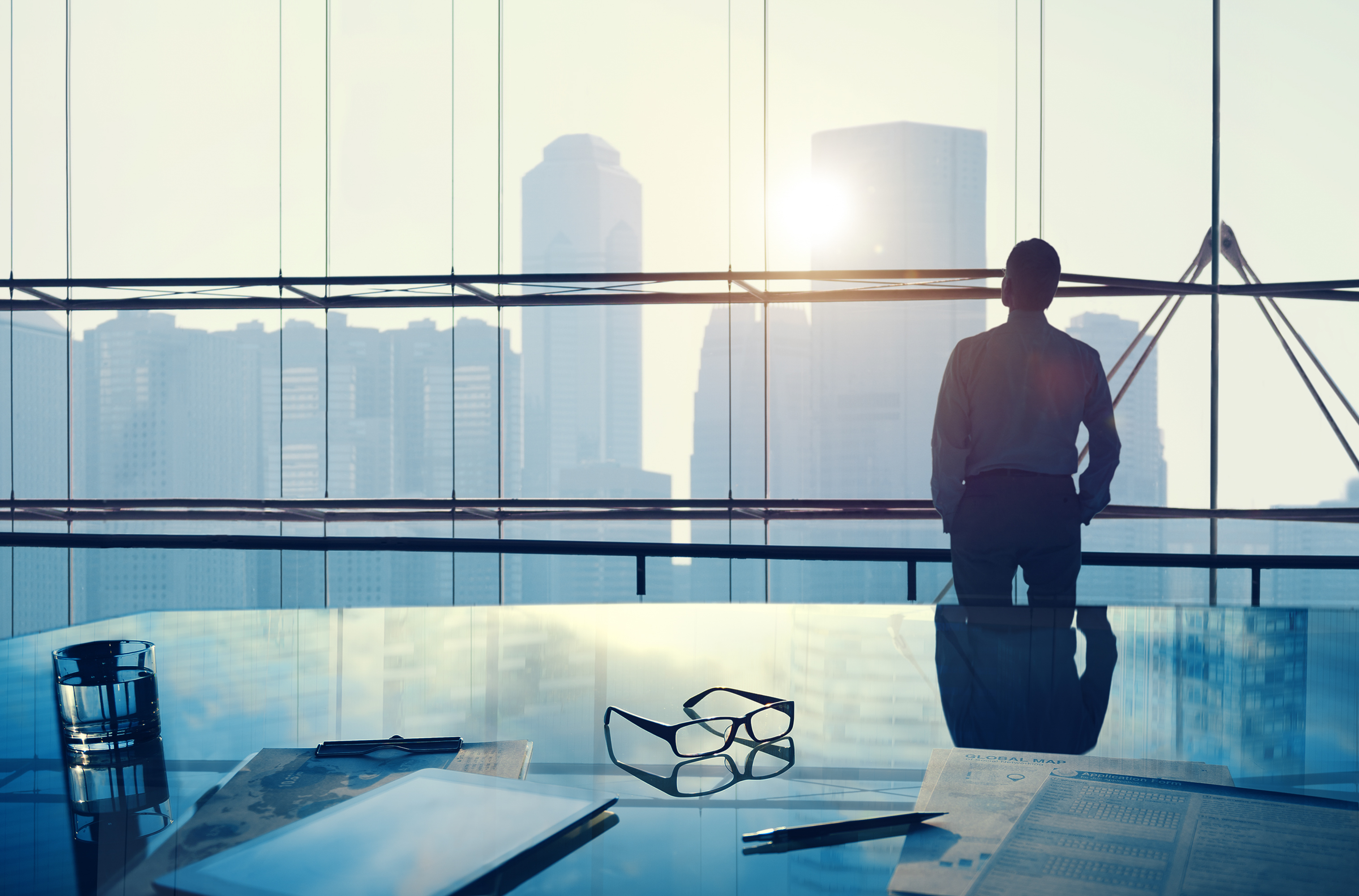 Business office with city view